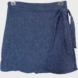 Amuse Society Spinner Wrap Mini Skirt Women's Size Small Blue And White Striped